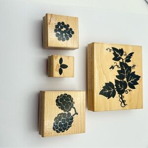 JRL Design Rubber Stamps Set of 4 Including Grape Vine # Q227